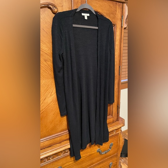 Dana Buchman Long Black Cardigan Sweater Size Medium - Picture 4 of 10